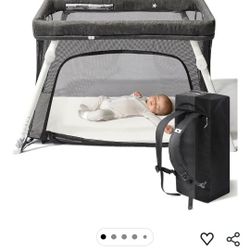 Guava Family Travel Crib Includes Lightweight Backpack Design | Certified Baby Safe Portable Crib | Folding Play Yard, Comfy Mattress for Babies, Todd