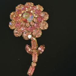 VINTAGE JUDY LEE PINK FLOWER BROOCH PIN