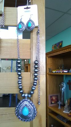 Turquoise earrings and necklace set