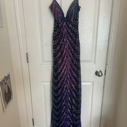 Reflective Long Sequin Prom Dress  