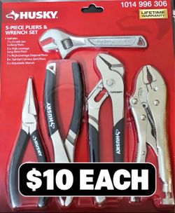 Husky 5-Piece Pliers & Wrench Set ā Brand New $10 each