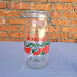 Vintage French Rumtopf 3 L Large Decorative Glass Preserve Storage Jar