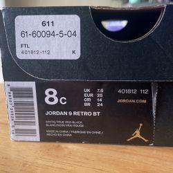 JORDAN 9 RETRO BT