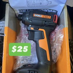 Worx Cordless Brushless Compact Impact Driver Drill 1/4 Drive