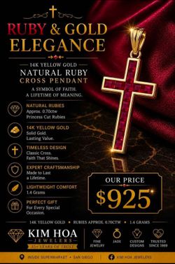 Ruby gold cross 18k