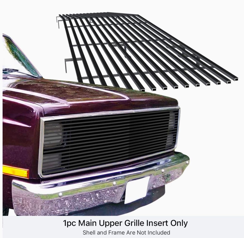1981 To 1987 Chevy C10/ Blazer/Suburban Phantom Main Upper Stainless Steel SS Black Billet Front Grill Grille Insert