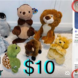 $10 For All Bundle 🦦🦬of plushies sea creatures and land,Petting Zoo brand,1 with tag,1 Pray 🙏🏻