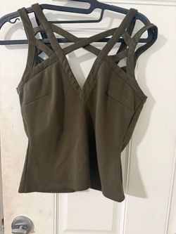 Olive Green Strappy Crop Top