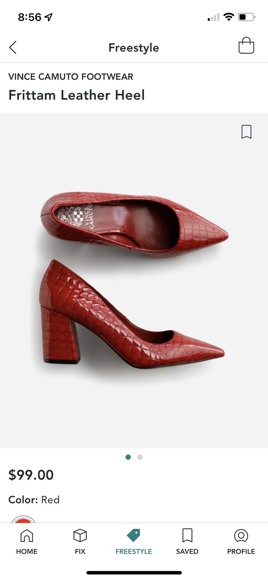 Red Leather Heels - 8.5 Red Snakeskin Pattern