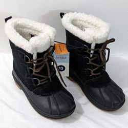  Cat & Jack Boys Black Kit Waterproof Boots, Size 13