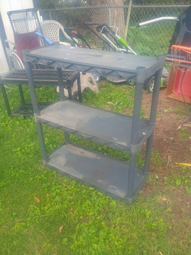 Plastic Shelf With 3 Shelves Gray