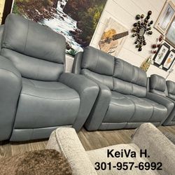 Italian Leather Dual Power Recliner - NEW IN BOX