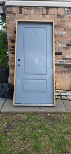 36x80 exterior front door wood. Framed , painted ready to install