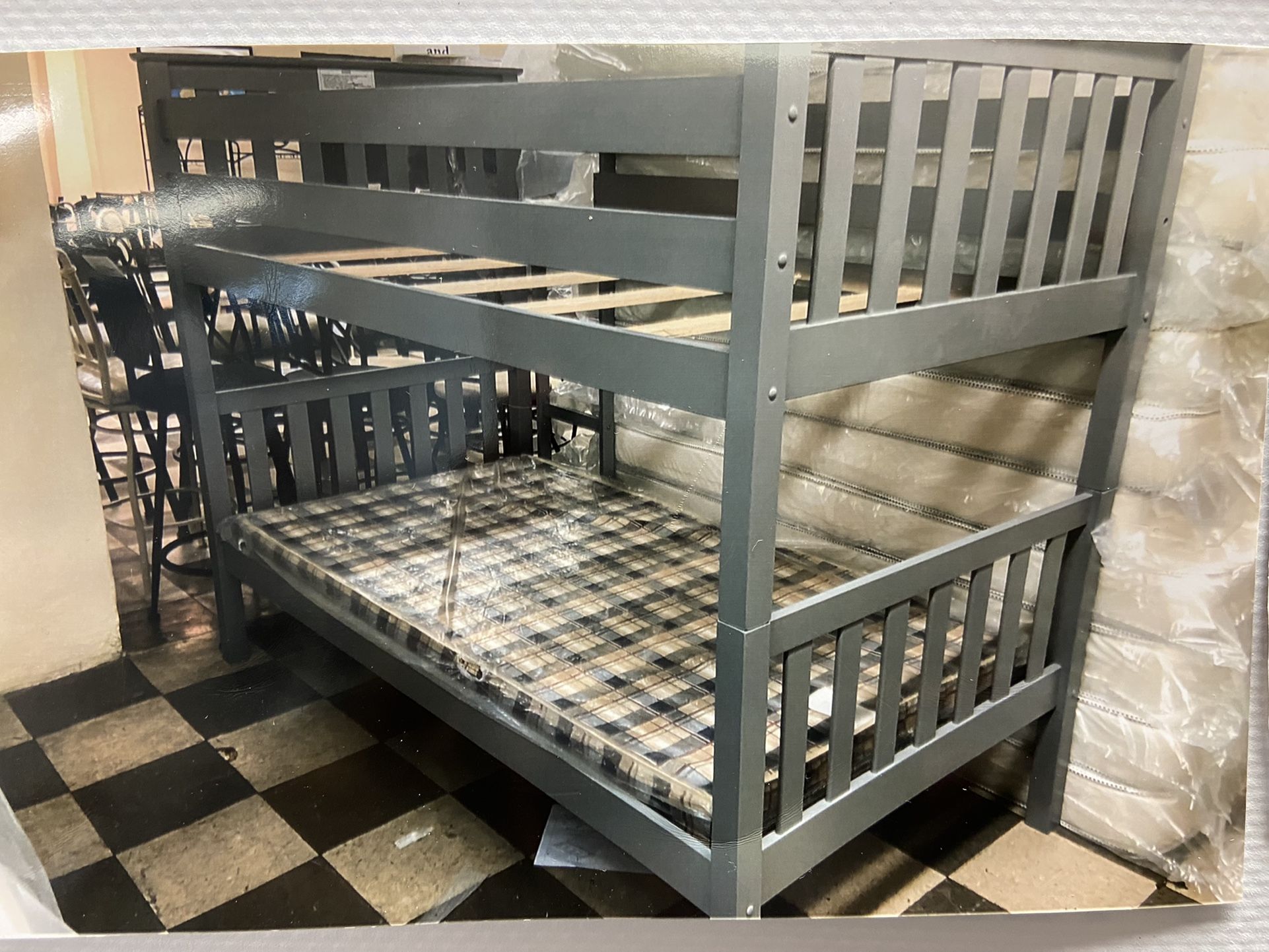 Twin Size Wood Frame Bunk Bed Without Mattress