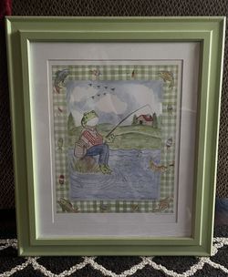 Kathy B Rightsell Lithograph Fishing Frog