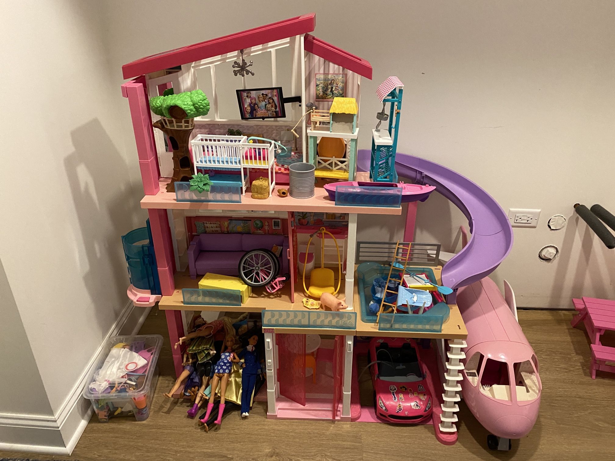 Huge Barbie Dream House Bundle Jet Car Disney 