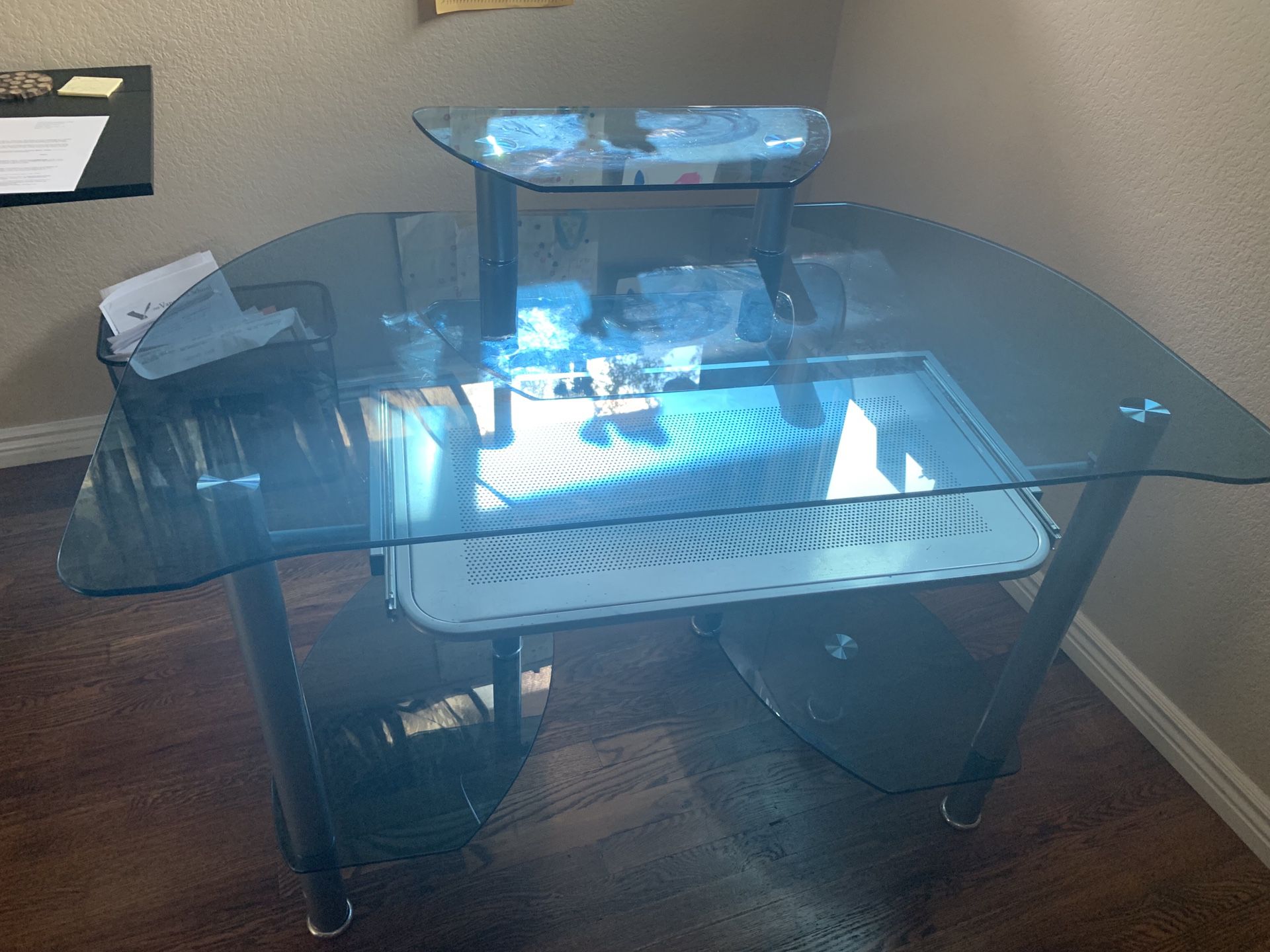 Glass computer desk