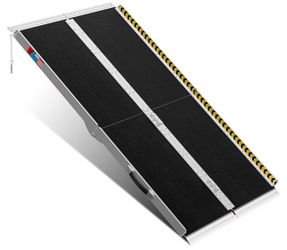 Portable Wheelchair Ramp 5FT, Anti-Slip Aluminum Folding Portable Ramp