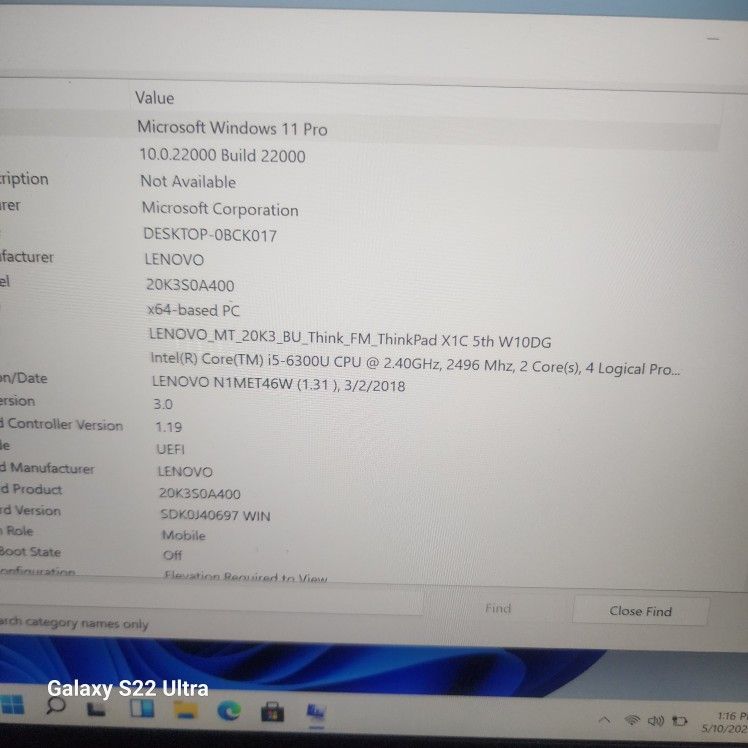 Lenovo X1 Carbon 5th Generation 
