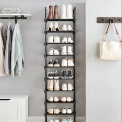 10 Tier LIGHTWEIGHT Shoe Rack Shelves Storage Organizer for Space Saving Corner Entryway Size Length 17",  Width 11", Height 69" New Condition 