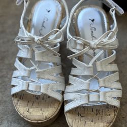 Child Girls White Lace Tie Up Espadrille Wedge Size 1