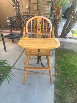Solid Oak Wooden High Chair – Classic Vintage Baby High Chair