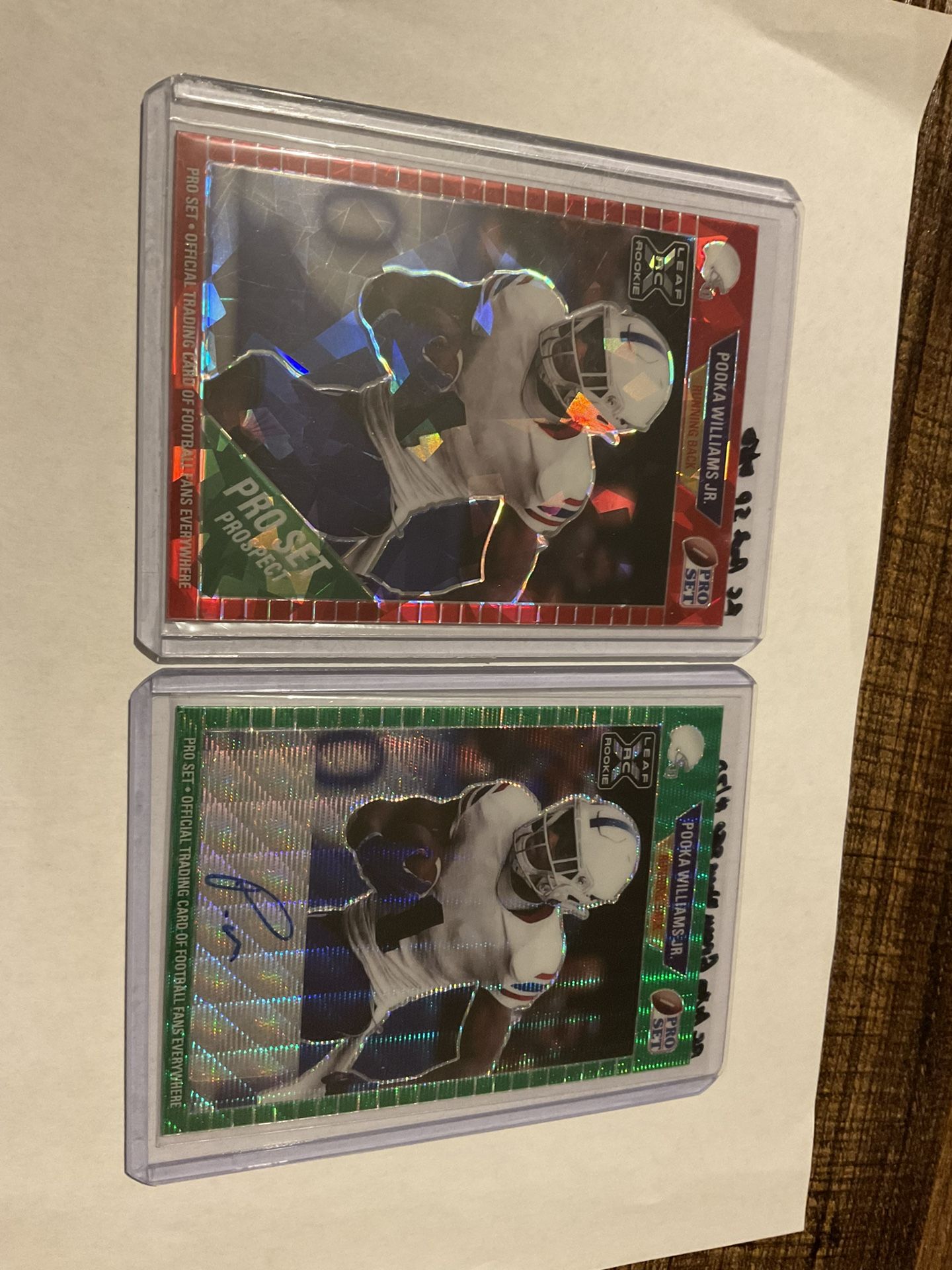 2 Pooka Williams 2021 Rookie SSP Football Cards (green Wave Autographed #/20 & Red Ice Prizm #/50)