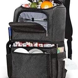 Cooler Backpack 28 Cans Leak Proof Soft Lunch Bag Lightweight Insulated Waterproof Backpack, Large Capacity Soft-Sided Double Decker Cooler Compartmen