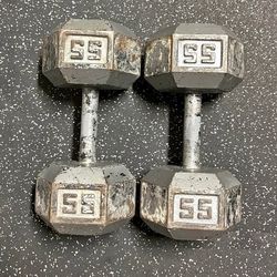 55lb hex dumbbells set