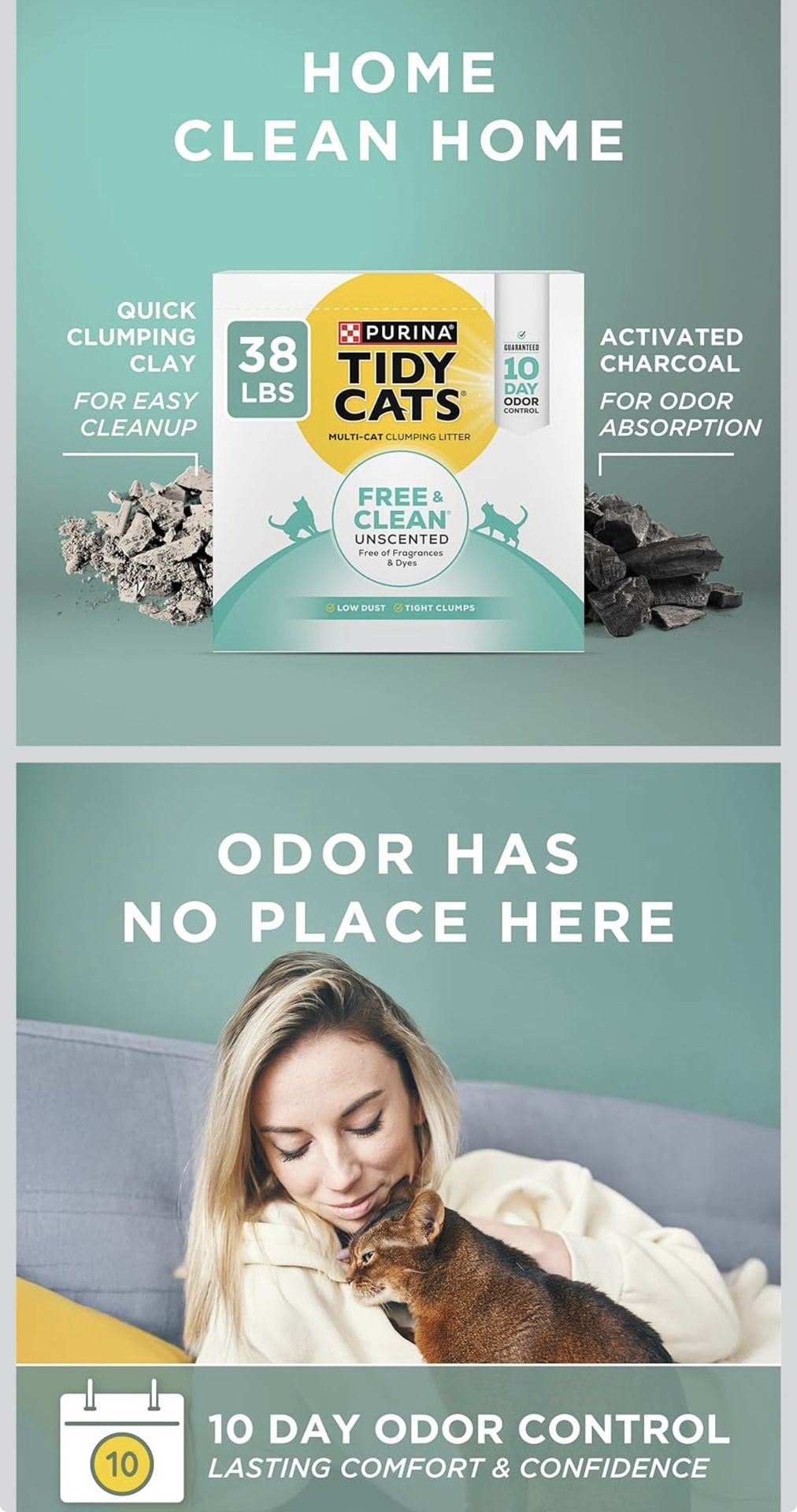 Purina Tidy Cats Free and Clean Unscented Cat Litter - 38 lb. Box