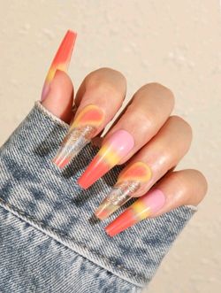 24pcs Press On NAILS With Nail File And Adhesive Tabs