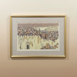 Shmuel Katz “Walls of Jerusalem” Artist Proof A/P | Signed Israeli Art | 29 x 21 Framed