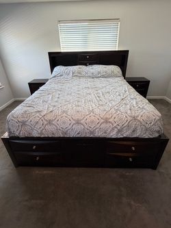 Bed frame with night stands $150
