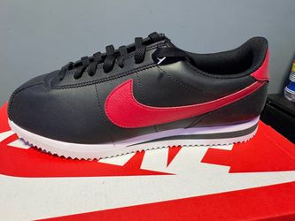 Nike Cortez Black Red Leather Sneakers size 9.5 men