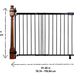 Summer Infant Metal Banister & Stair Safety Baby Gate, 31'-46' Wide, 32.5' Tall, Banister & Wall Mount, Black #281