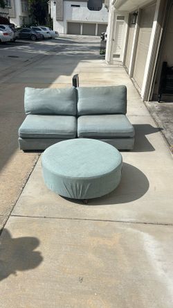 Blue ottoman and couch