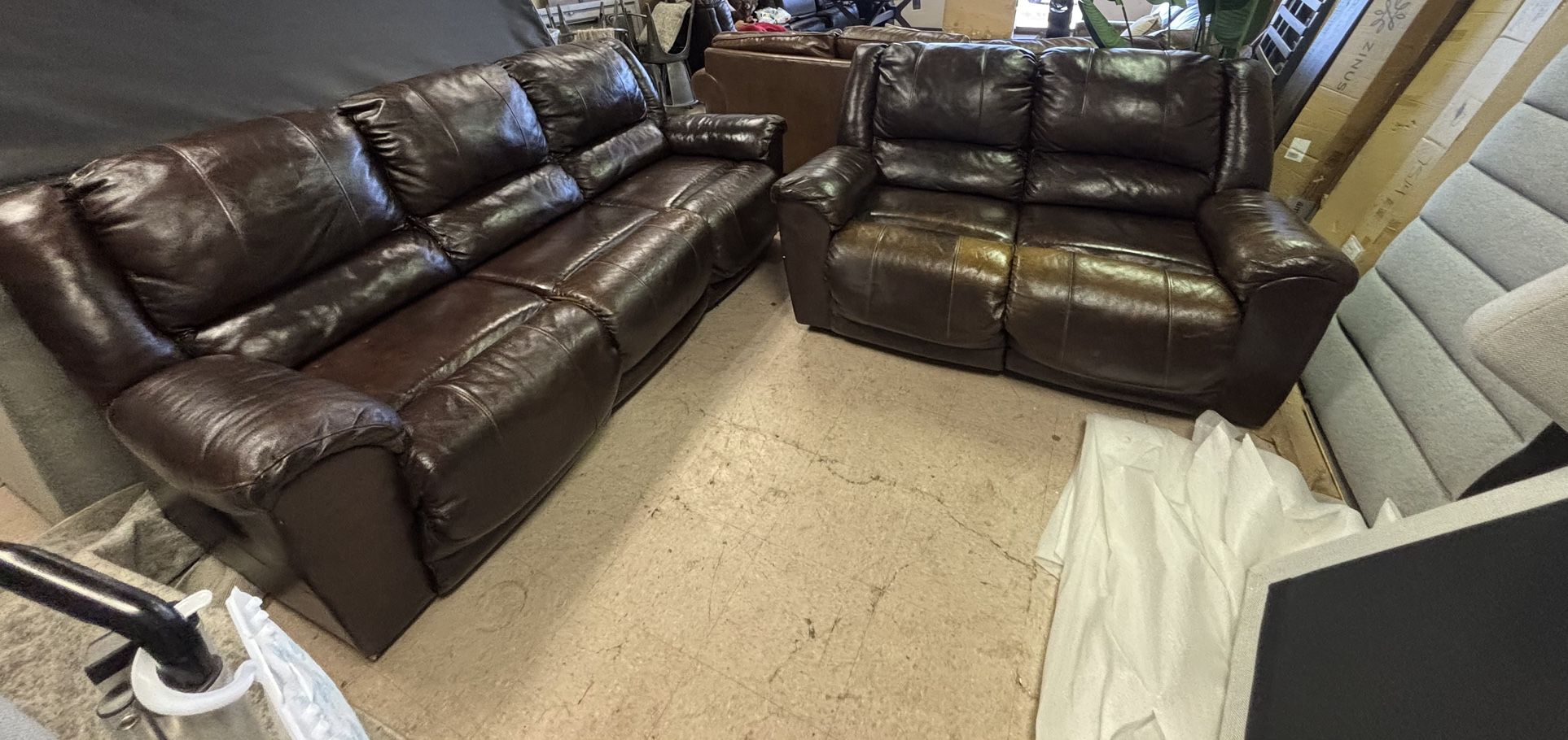 Recliner Leather Couch Set