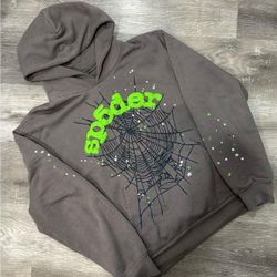 sp5der hoodie grey and black