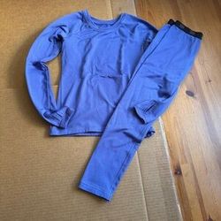 All In Motion Boys Afternoon Blue Termal Set Pants Long Sleeve Shirt Top Size L Large 10 12 Warm Layers 