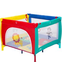 Kinbor Baby Play Portable Playard Play Pen with Mattress Safety Baby Playard with Door Activity Center for Toddler Boys Girls Fun Time 39inch x 39inch