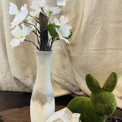 Small Vase  With Real Branching And Artificial Flowers 