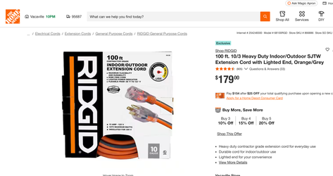 POWER CORDS / COTRACTOR GRADE $75