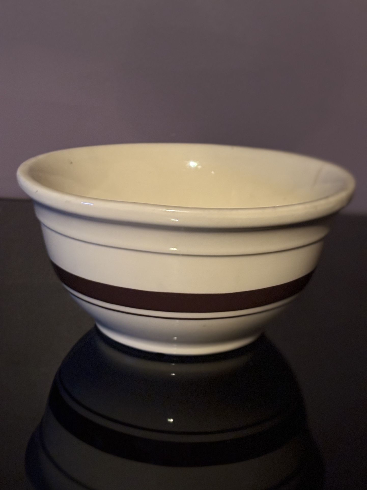 McCoy Stoneware Bowl Ivory with Brown Stripe 7"