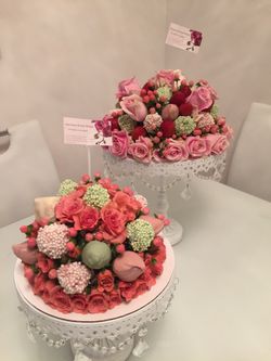 Flowers and strawberries