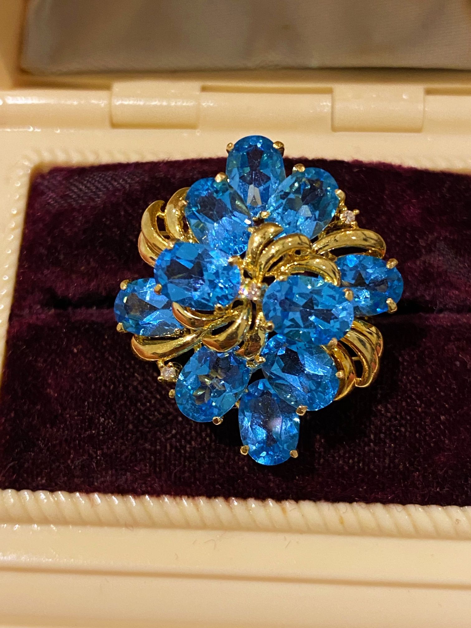 14K GOLD SWISS BLUE TOPAZ RING 