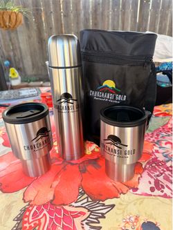 Chukchansi thermal stainless steel mug set with travel case