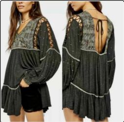 Free People Embroidered Tunic Blouse