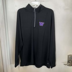 Men’s XL Tall Cutter & Buck Black Washington Huskies Quarter Zip Pullover Jacket