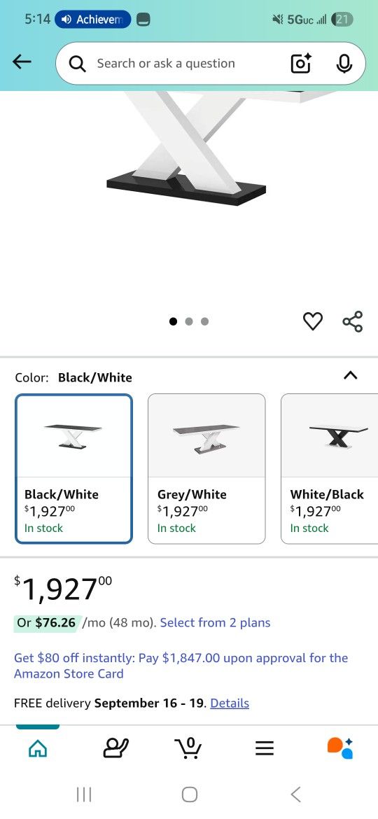 "Modern Black/White Coffee Table - Excellent Condition - $300
