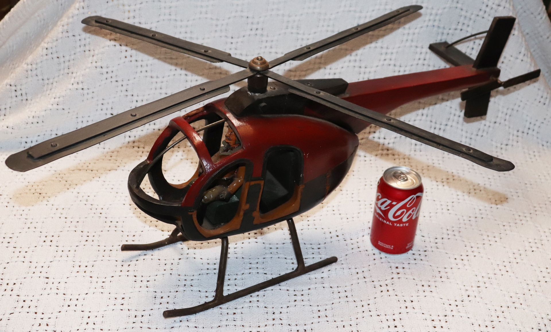 Vintage 1960's Hughes 500 Helicopter Model w/ Pilot